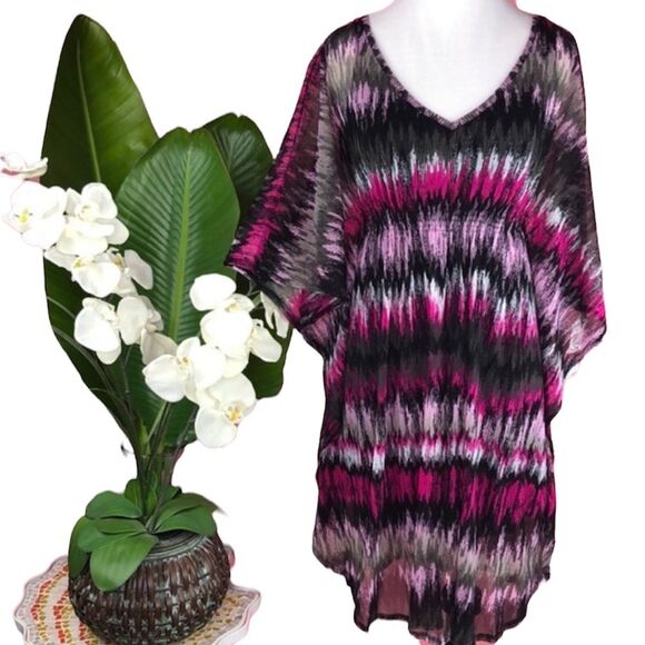 INC Ikat Mirage Print Flowy Multi Color V Neck Dress XS - Picture 10 of 10